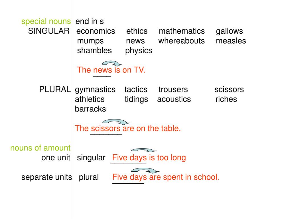 PPT subject singular verb singular (opposite noun it will end in s