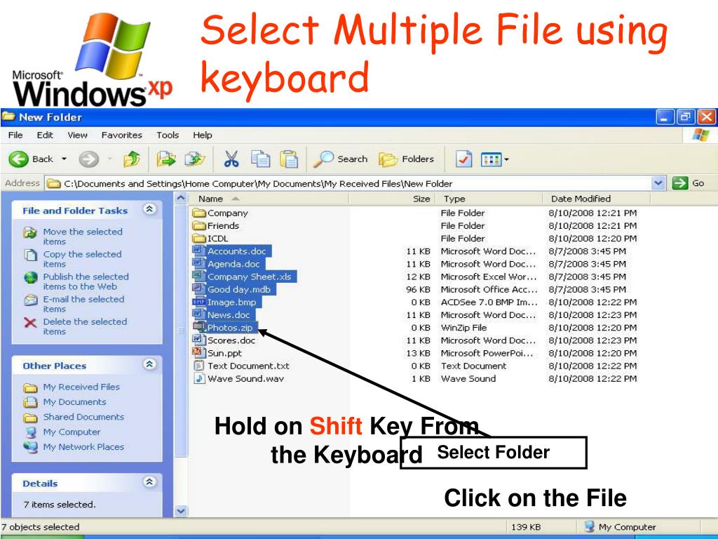 How to select multiple pictures using keyboard packagelopa
