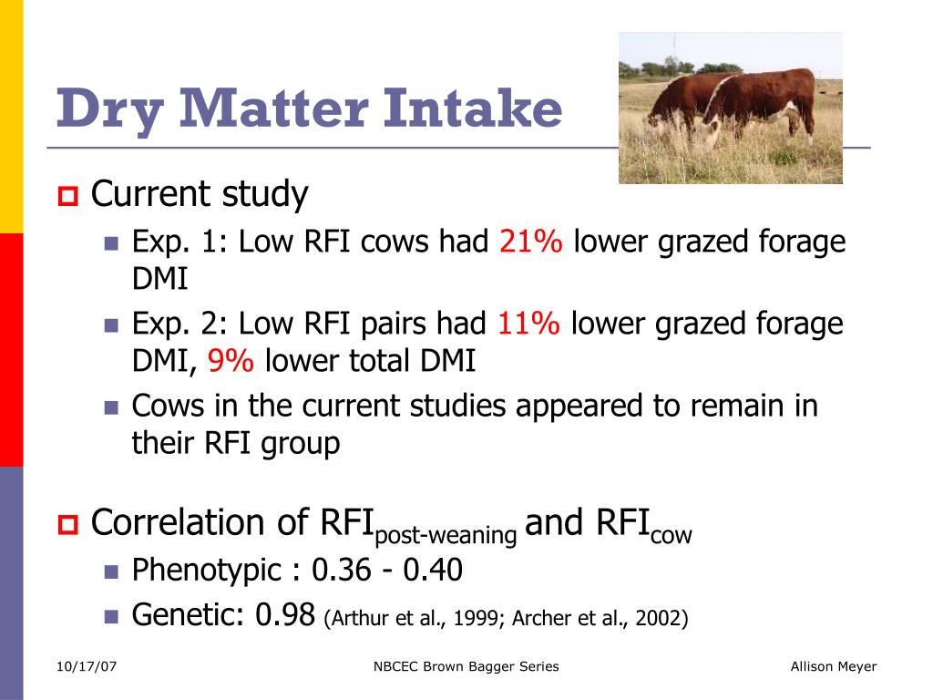 PPT Residual Feed Intake and the Cow Herd PowerPoint Presentation