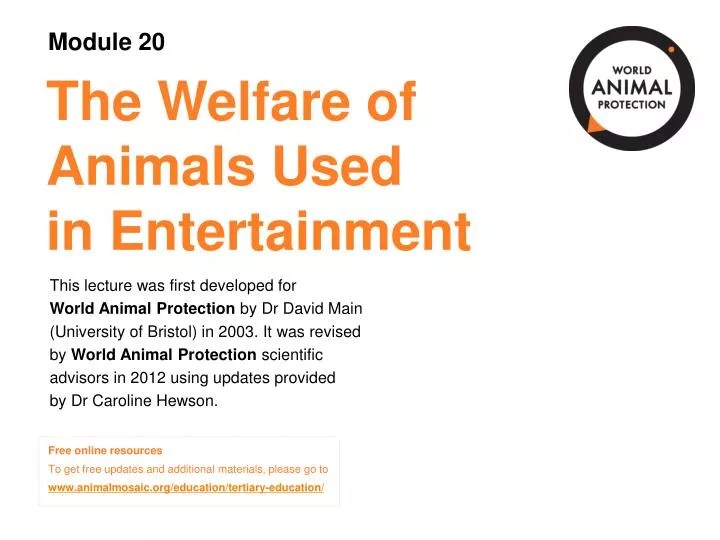 PPT The Welfare of Animals Used in Entertainment PowerPoint Presentation ID1795375