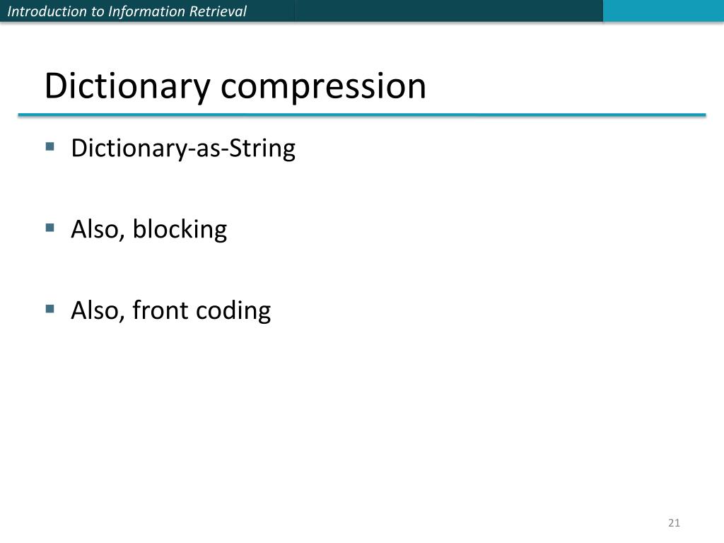 PPT Information Retrieval and  Search Lecture 5 Index Compression