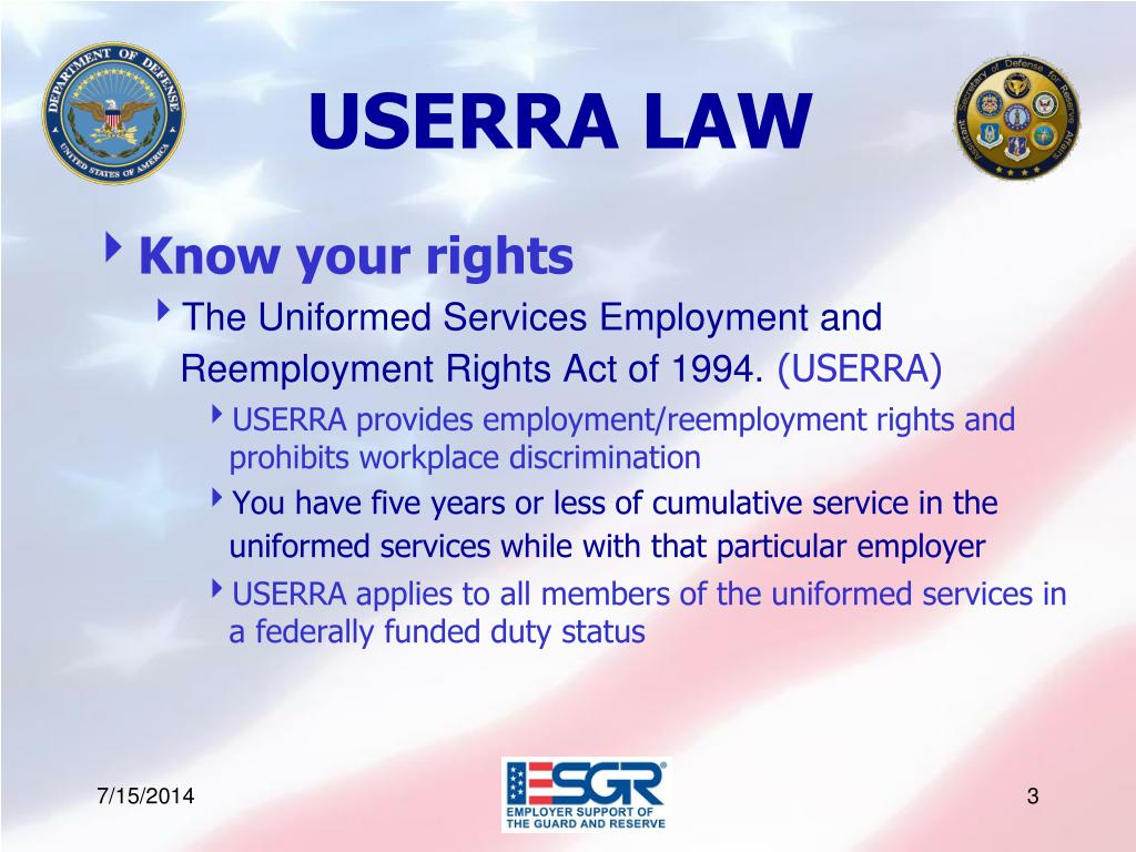 PPT ESGR/ USERRA Briefing What To Do Before, During, and After Your
