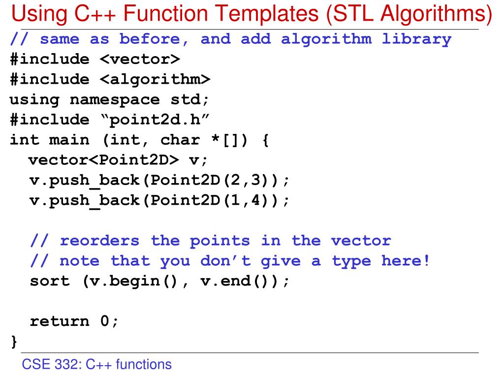 PPT C++ Functions, Classes, and Templates PowerPoint Presentation
