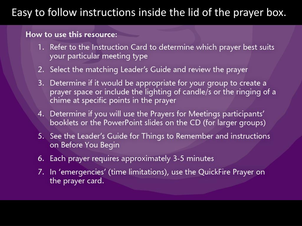PPT Checklist of contents inside lid of the prayer box. PowerPoint
