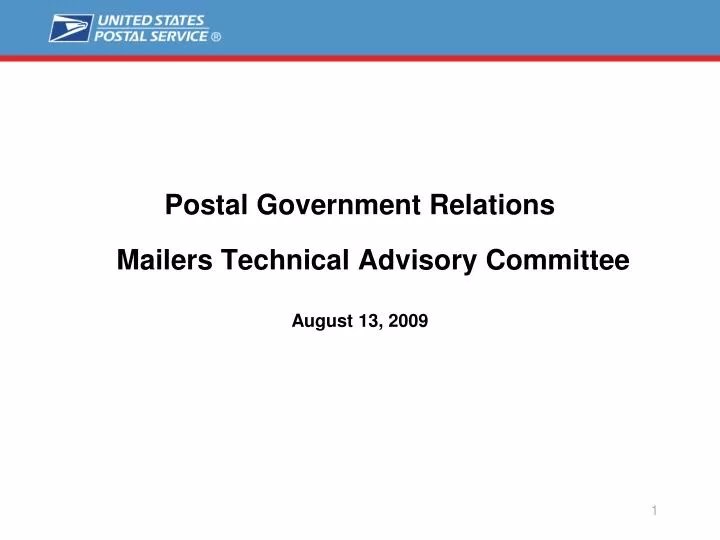 PPT Postal Government Relations Mailers Technical Advisory Committee