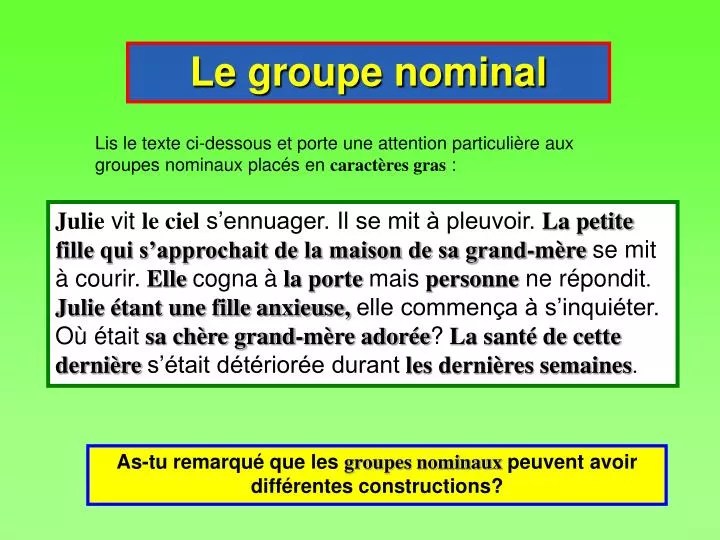 PPT Le groupe nominal PowerPoint Presentation, free download ID1801544