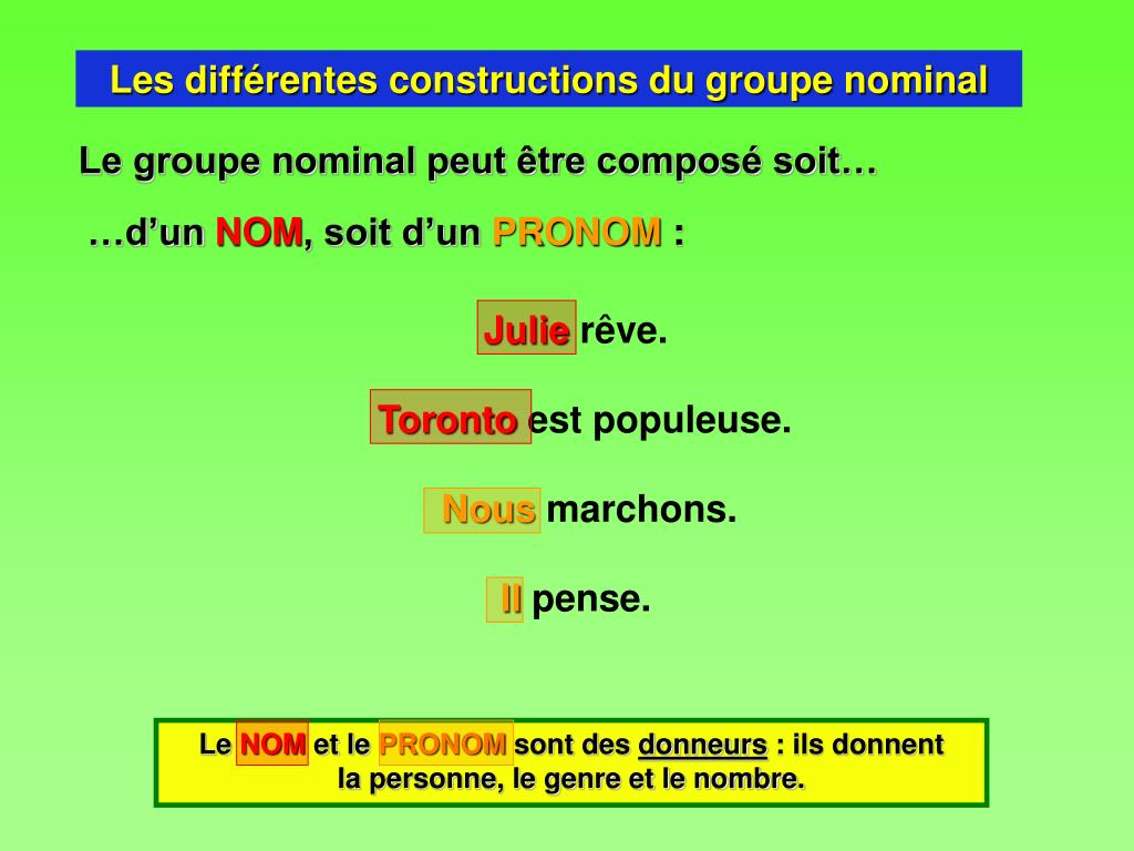 PPT Le groupe nominal PowerPoint Presentation, free download ID1801544