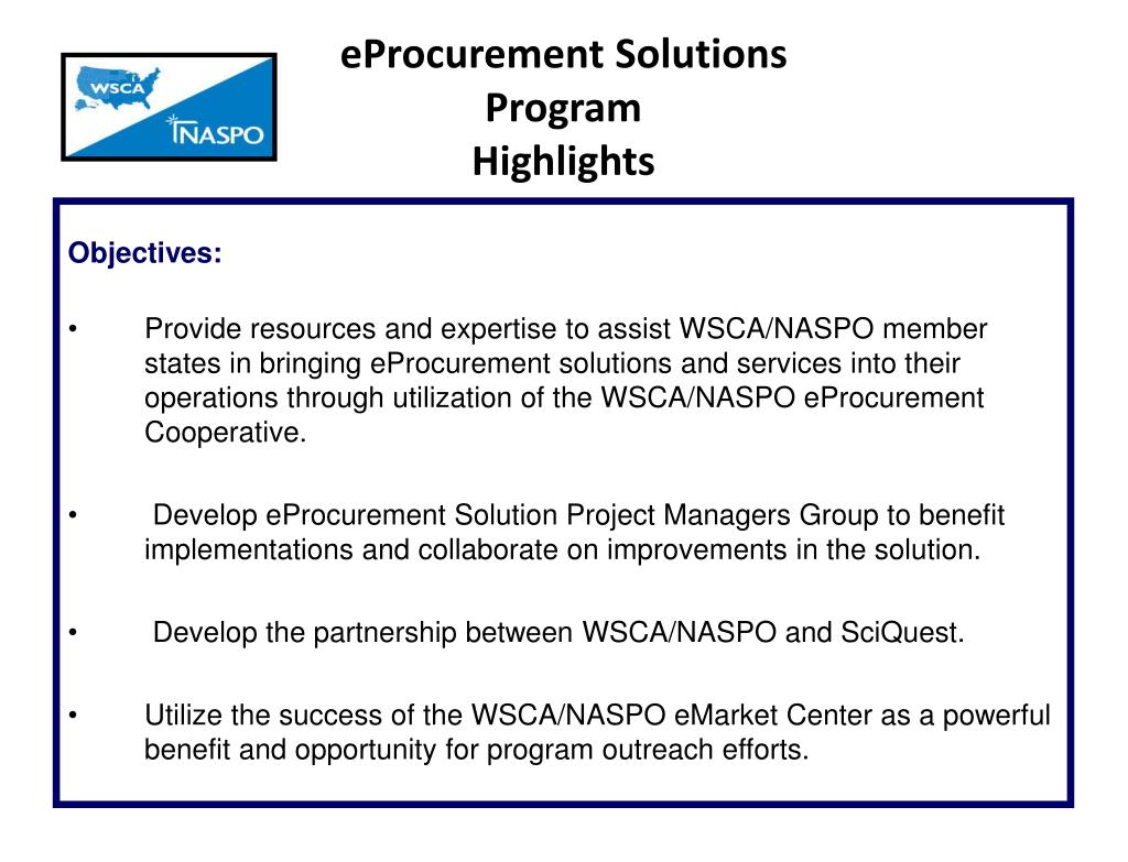 PPT WSCA/NASPO eProcurement eMarket Center and Cooperative Contract