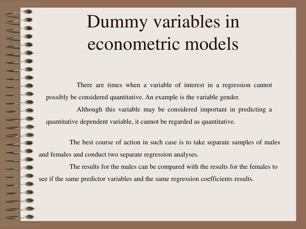PPT Dummy variables in econometric models PowerPoint Presentation