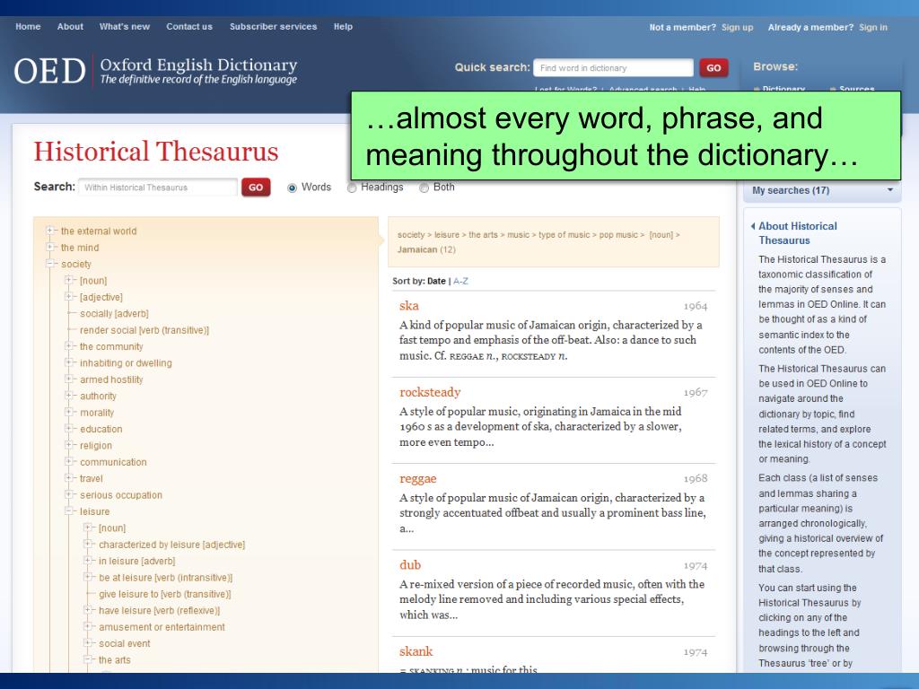 PPT 4. The Historical Thesaurus PowerPoint Presentation, free
