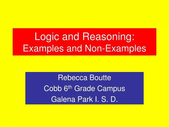 PPT Logic and Reasoning Examples and NonExamples PowerPoint