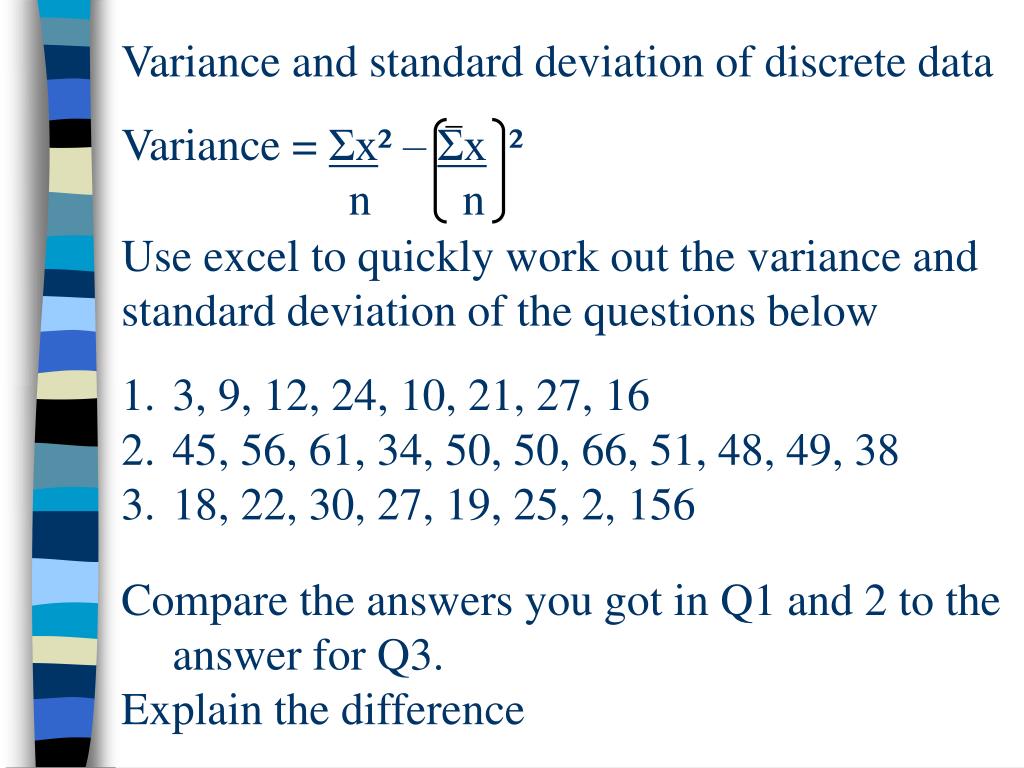 PPT S1 Measures of Dispersion The mean, variance and standard