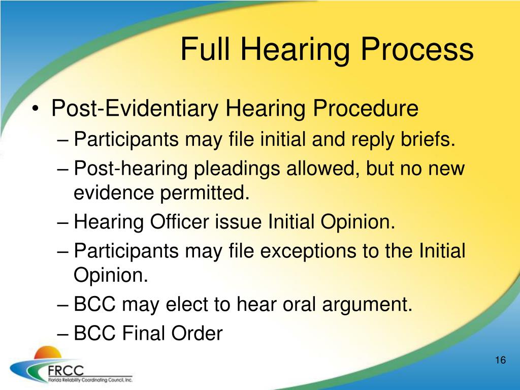 PPT FRCC Settlement and Hearing Process PowerPoint Presentation, free