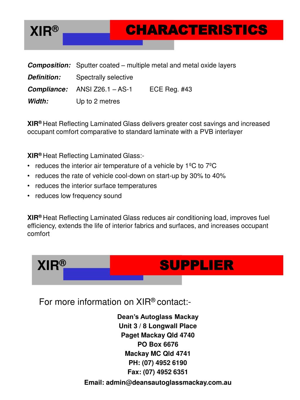 PPT XIR ® Heat Reflecting Laminated Glass PowerPoint Presentation
