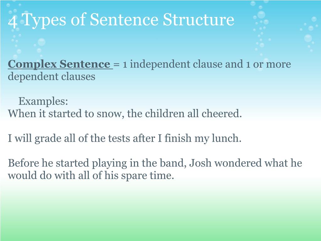 PPT Sentence Structure 4 Types of Sentences PowerPoint Presentation