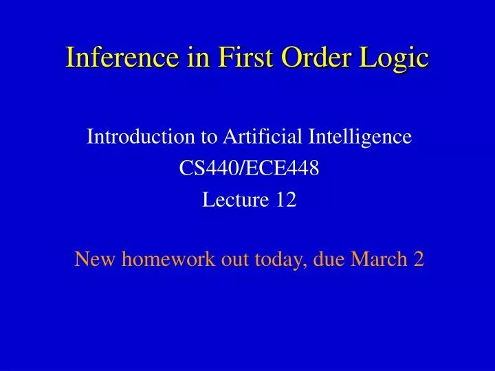 PPT Inference in First Order Logic PowerPoint Presentation ID1827792