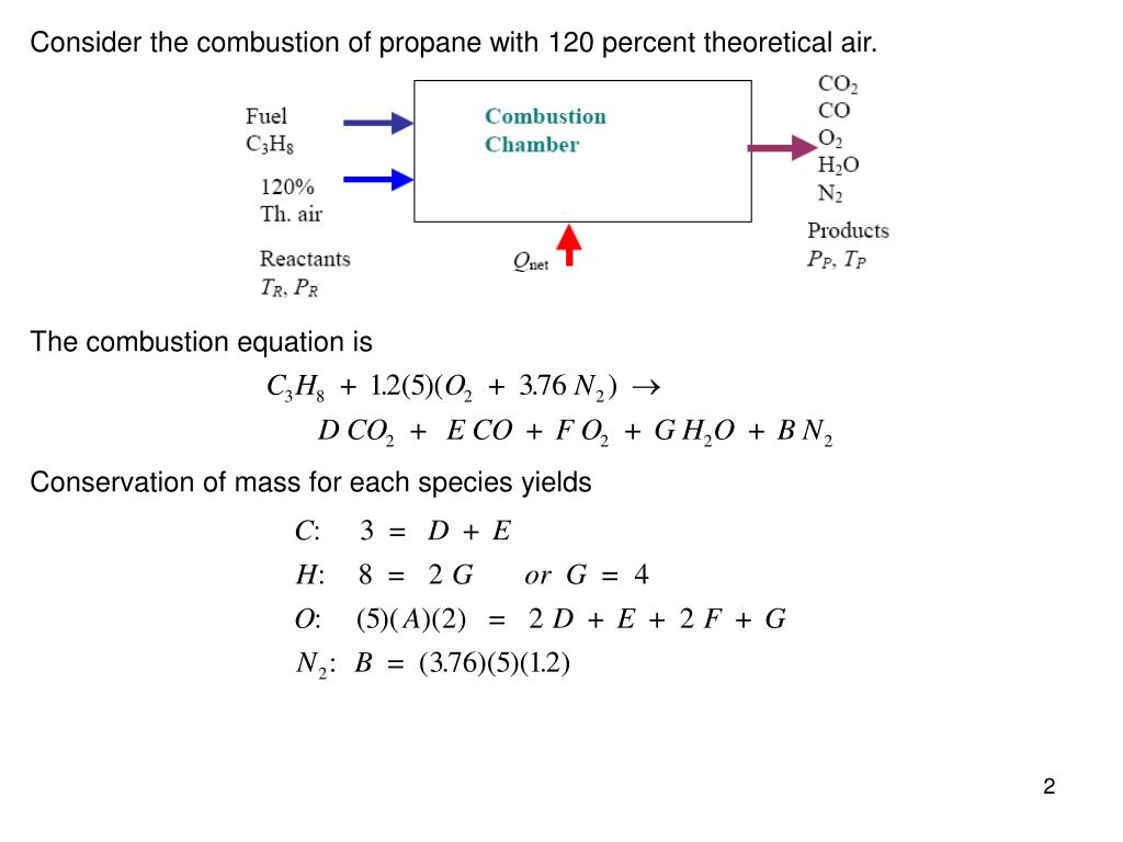 PPT Consider the combustion of propane with 120 percent theoretical