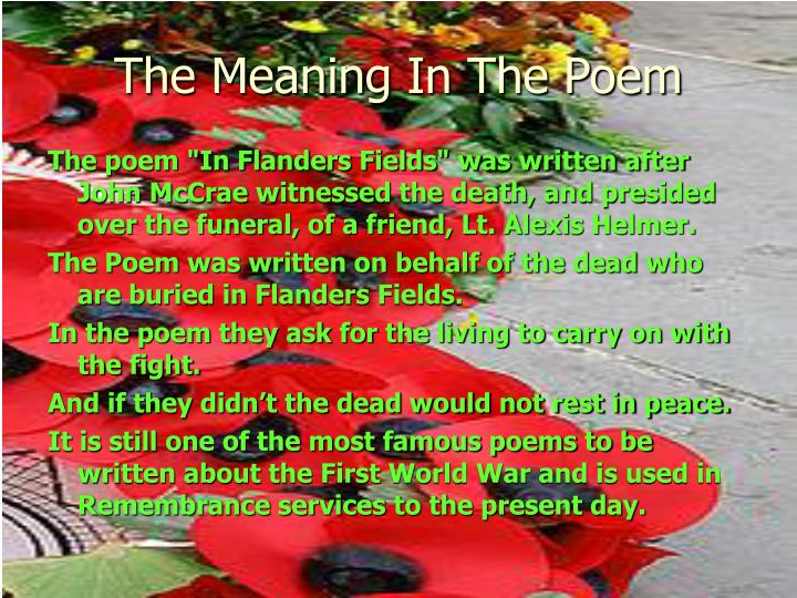 😀 In flanders fields meaning. In Flanders Fields Analysis