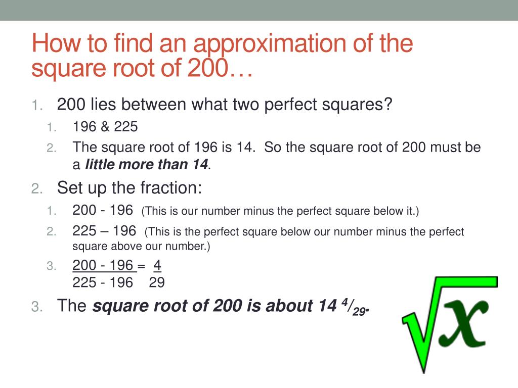 PPT How to Find the Square Root of a NonPerfect Square PowerPoint Presentation ID1834816