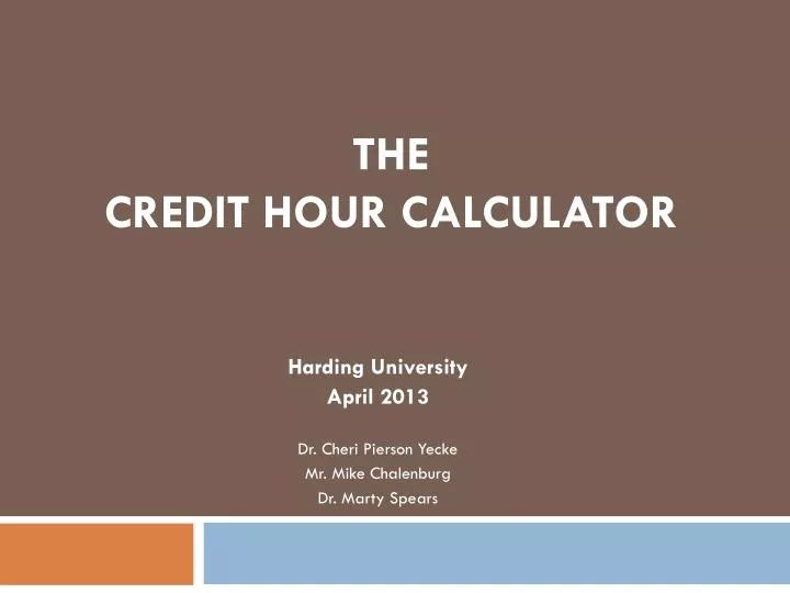 PPT The Credit Hour Calculator PowerPoint Presentation, free download