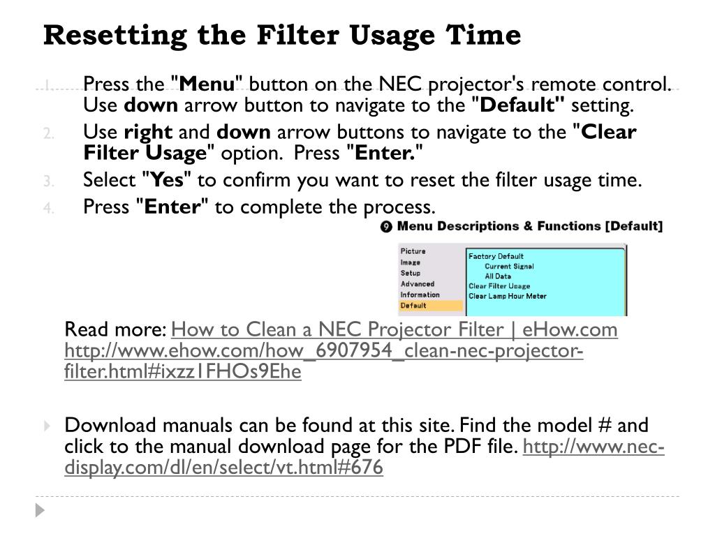 PPT How to Clean the NEC VT676/67/575/470 Projector Filter PowerPoint