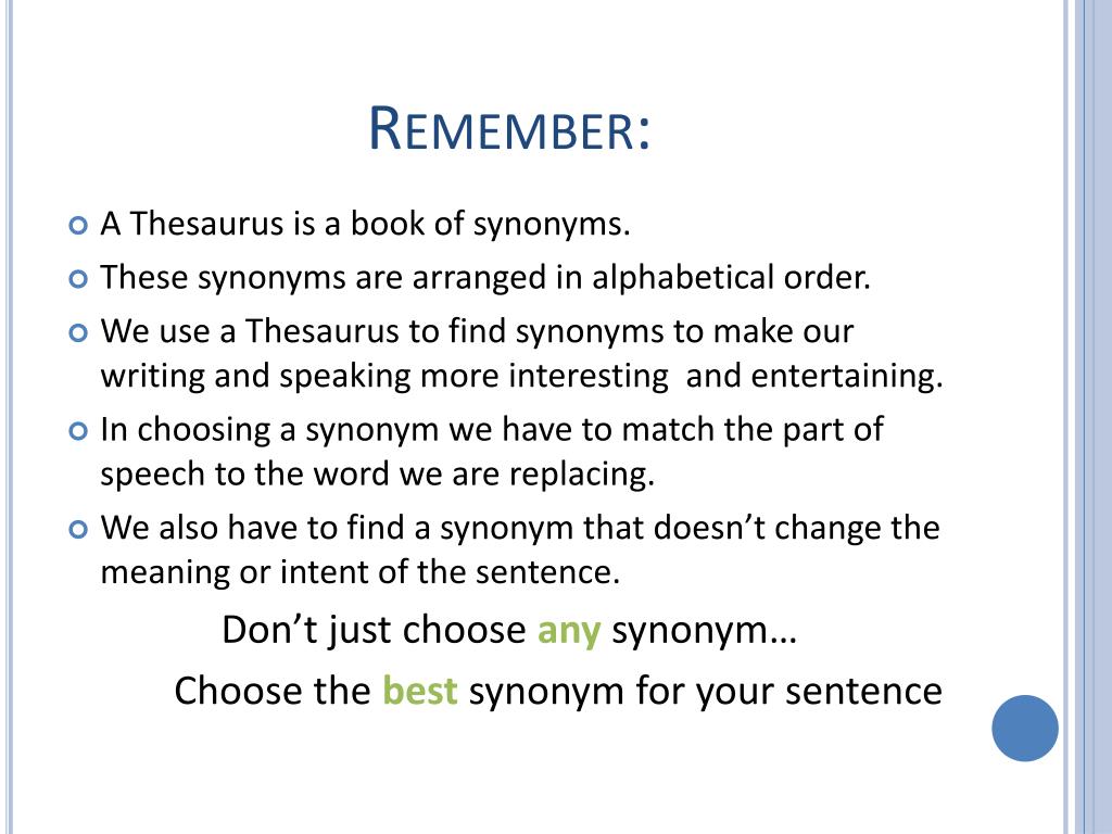 PPT What is a Thesaurus? PowerPoint Presentation, free download ID