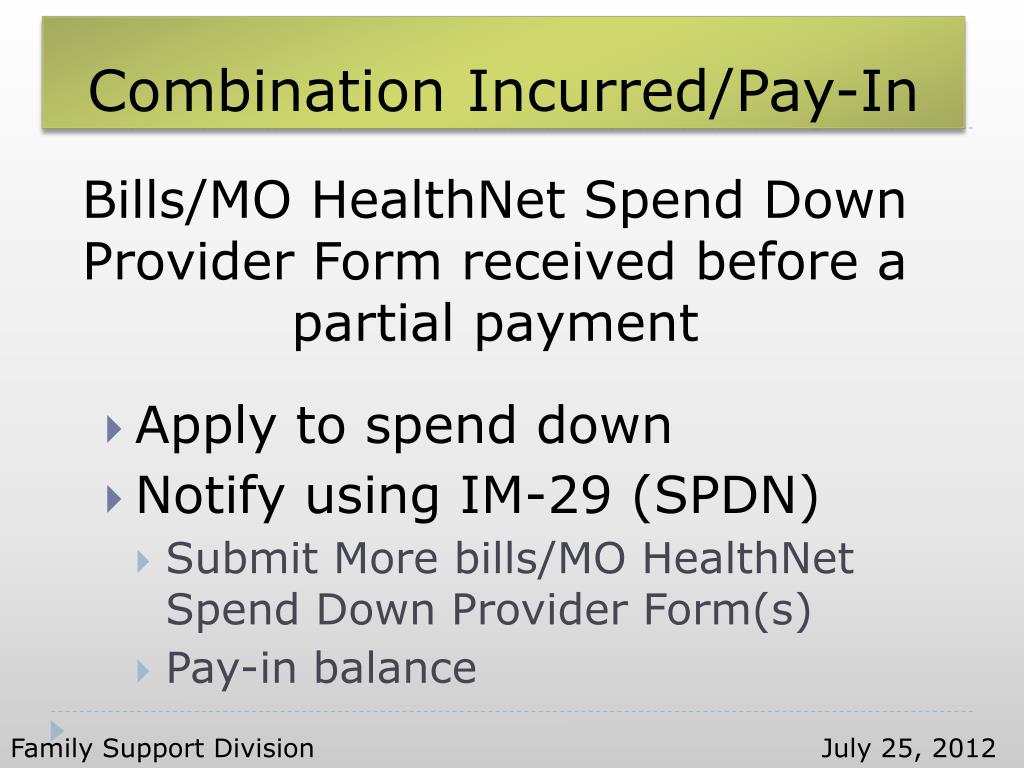 PPT MHABD Spend Down August, 2012 Provided by the Family Support