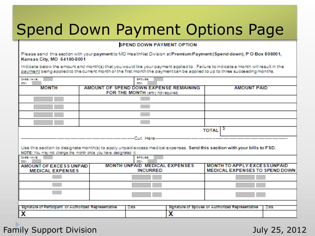 PPT MHABD Spend Down August, 2012 Provided by the Family Support