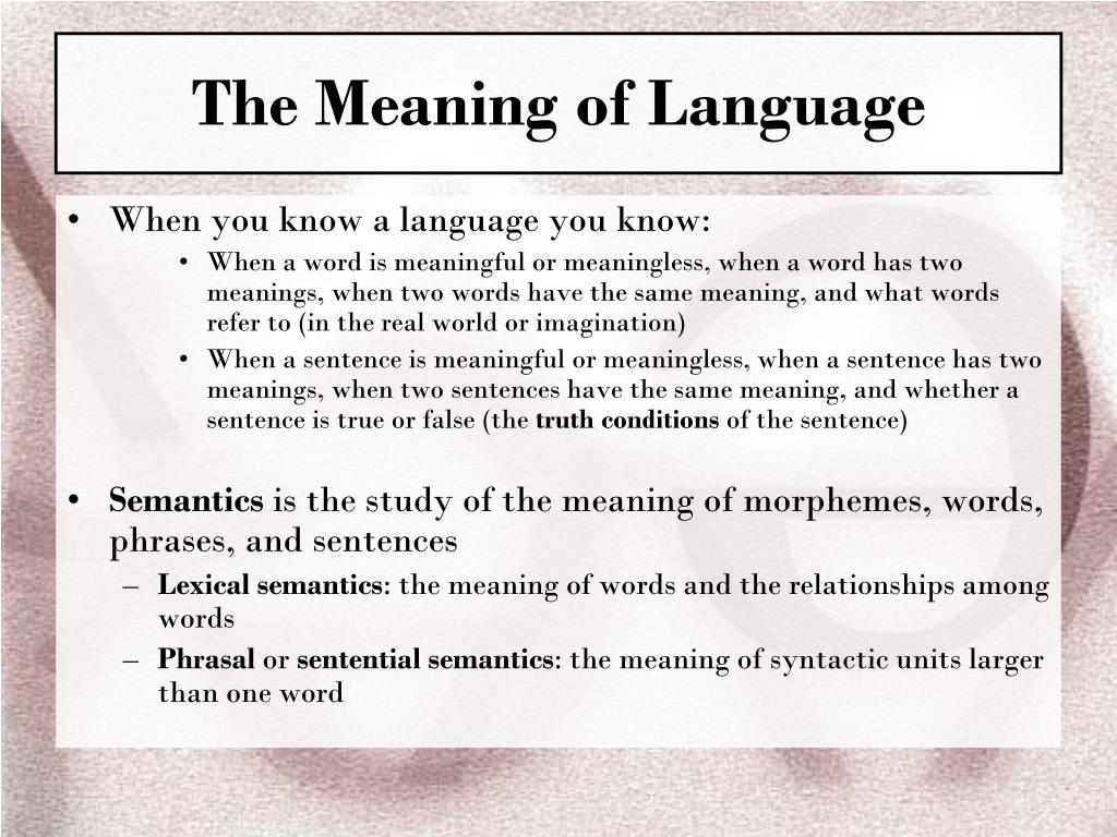 PPT Ch. 3 The Meaning of Language PowerPoint Presentation, free PPT Ch. 3 The Meaning of Language PowerPoint Presentation, free