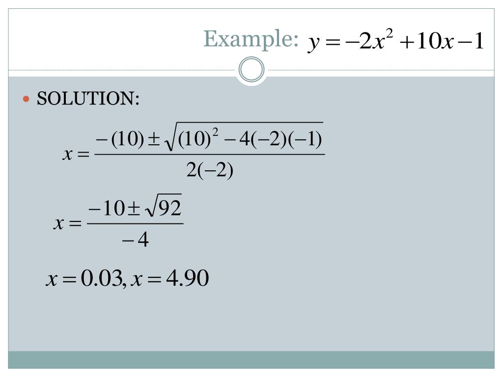 PPT GRAPHING A QUADRATIC FUNCTION IN STANDARD FORM THAT CANNOT BE