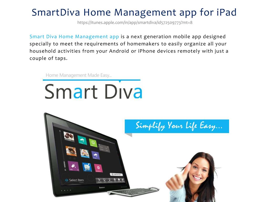 PPT SmartDiva Home Management App for iPad PowerPoint Presentation