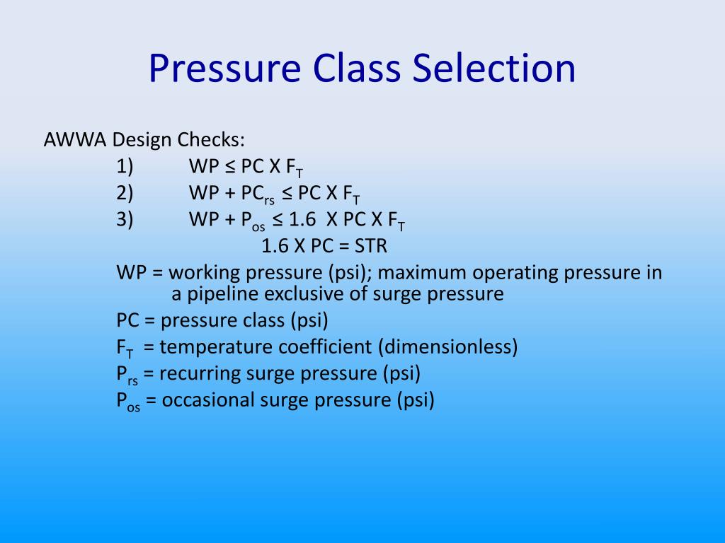 PPT PVC Pressure Pipe Class Selection The Sustainable Solution PowerPoint Presentation ID