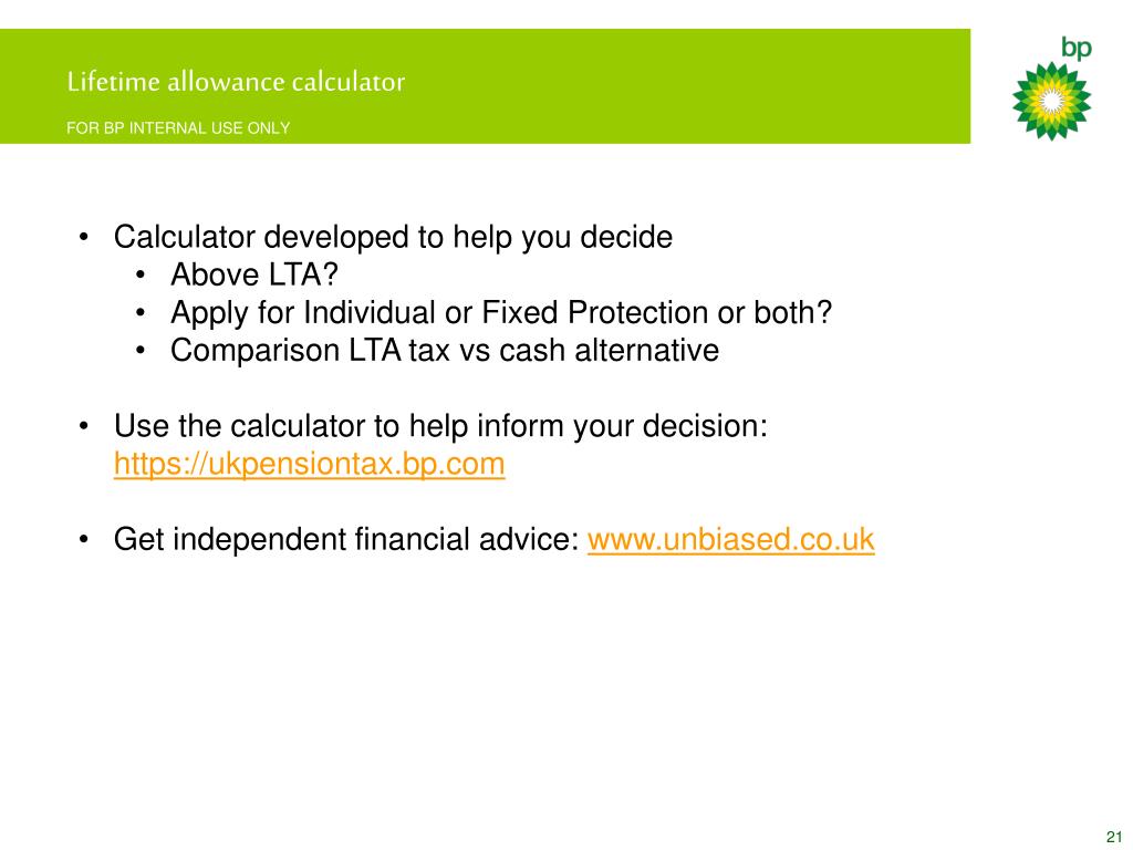 PPT Lifetime Allowance and Protection BP UK Pensions & Benefits