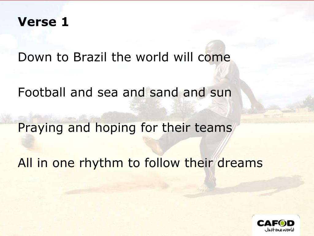 PPT CAFOD World Cupsong lyrics PowerPoint Presentation, free