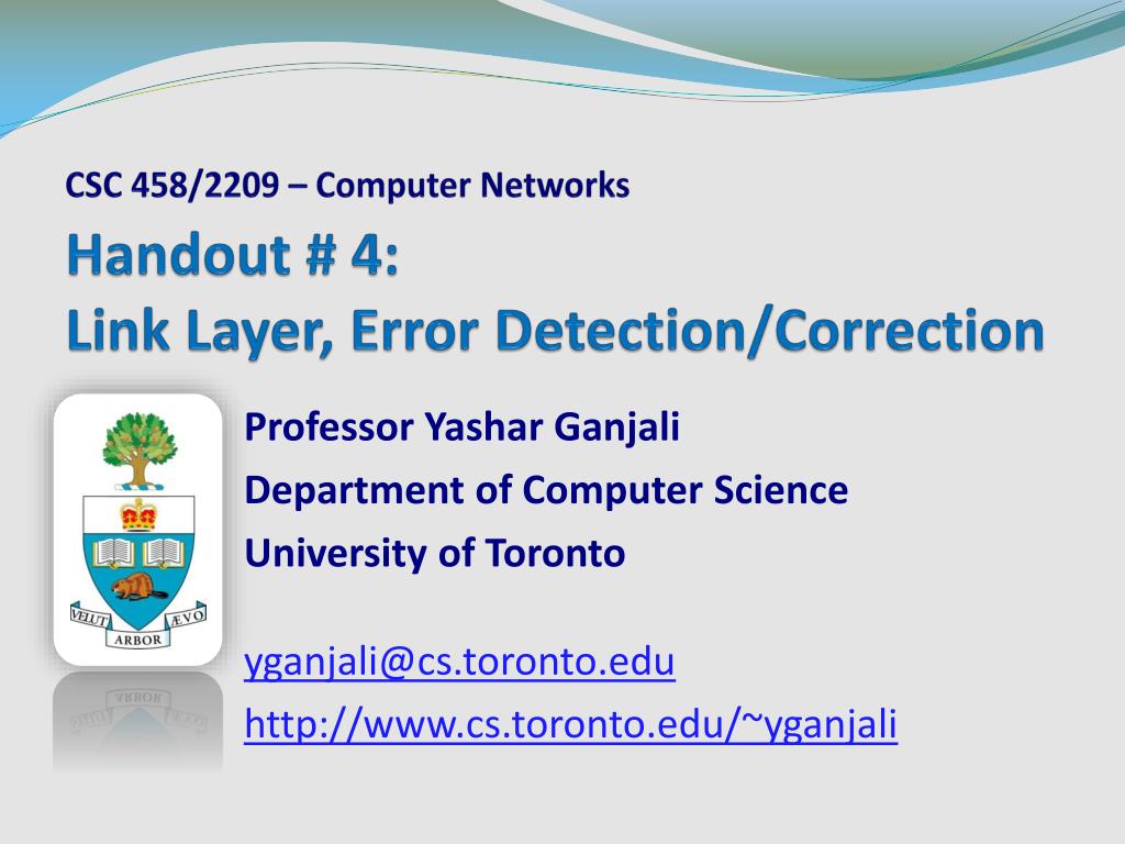 PPT Handout 4 Link Layer, Error Detection/Correction PowerPoint