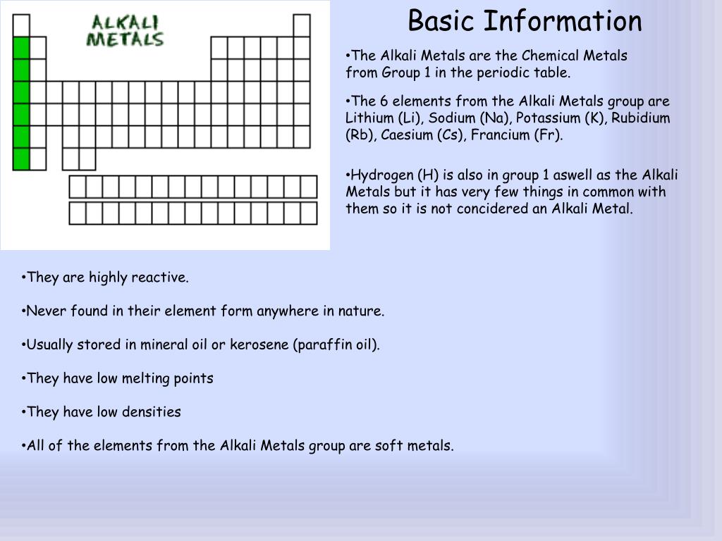 PPT Alkali Metals PowerPoint Presentation, free download ID1873765