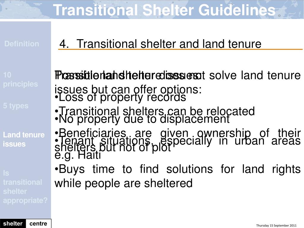 PPT Transitional Shelter Guidelines Presentation Christoph M üller