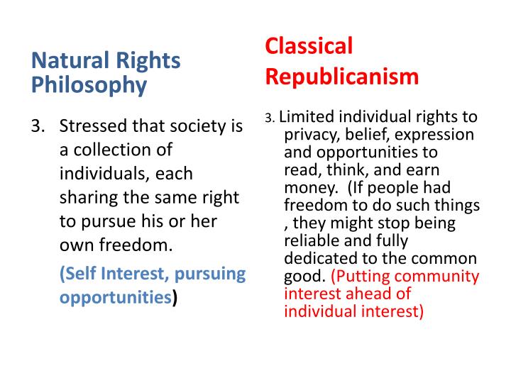 PPT Natural Rights Philosophy Vs Classical Republicanism PowerPoint