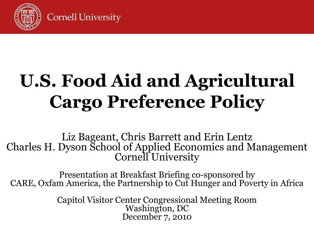 PPT U.S. Food Aid and Agricultural Cargo Preference Policy PowerPoint