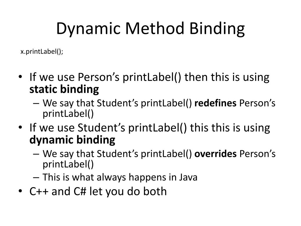 PPT OOP and Dynamic Method Binding PowerPoint Presentation, free