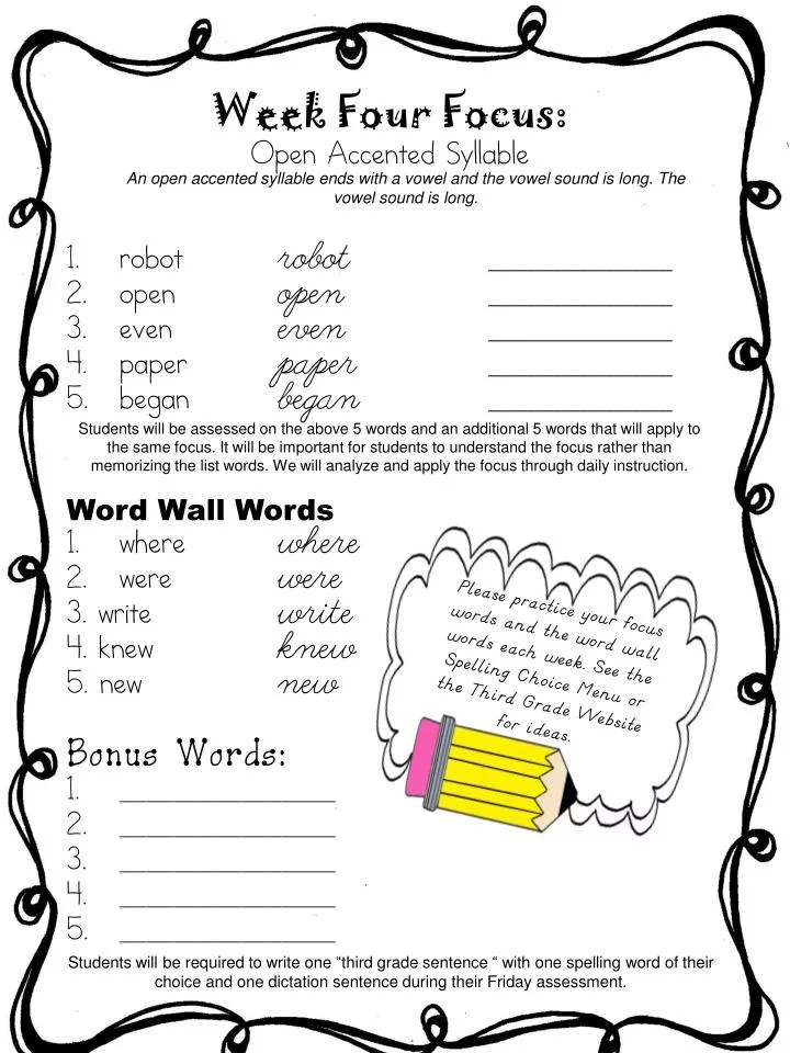 PPT Week Four Focus Open Accented Syllable robot robot ______________ open open