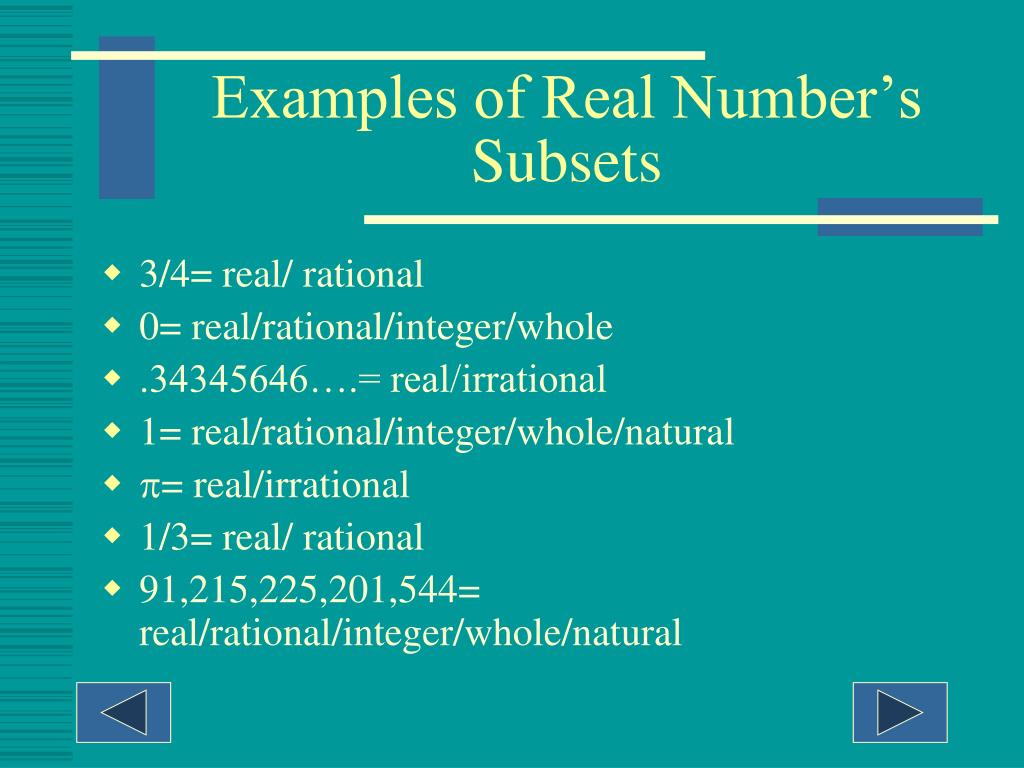 PPT Real Numbers (subsets of real numbers and ordering real numbers