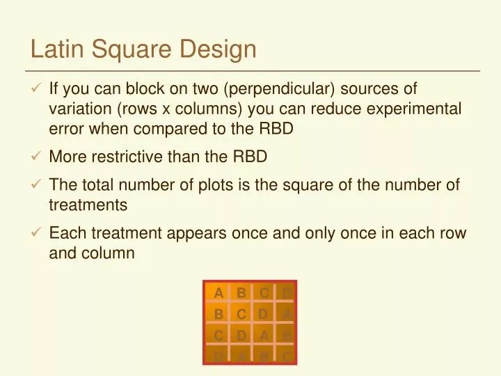 PPT Latin Square Design PowerPoint Presentation, free