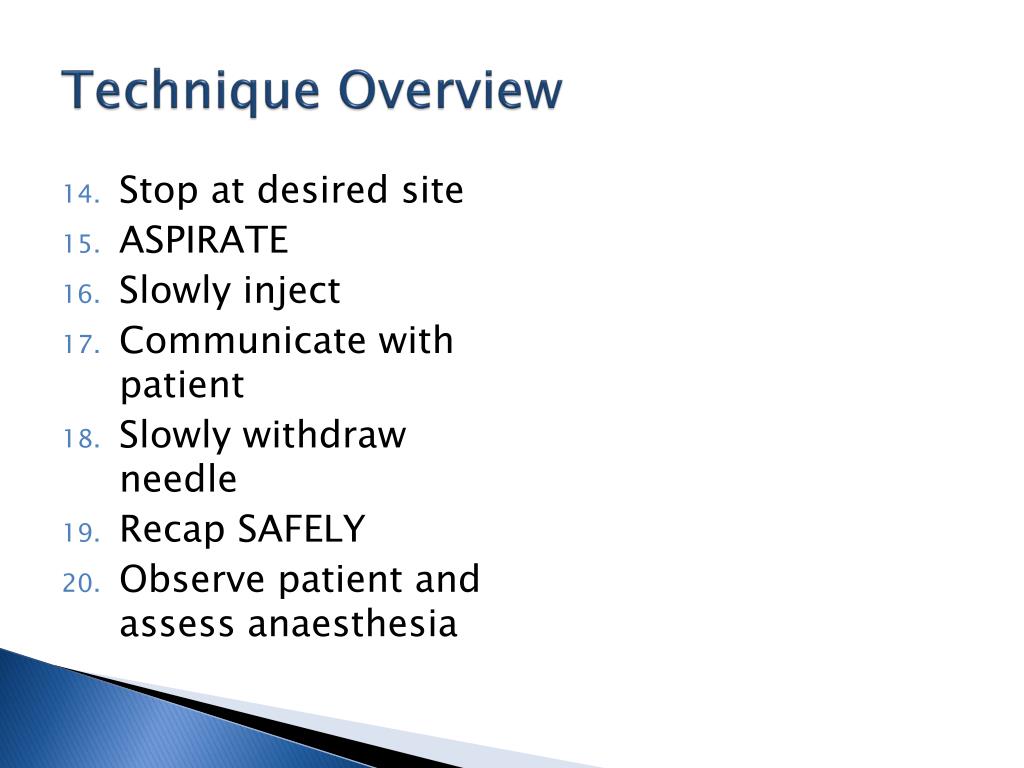 PPT LOCAL ANAESTHETIC Technique EO 006.01 PowerPoint Presentation