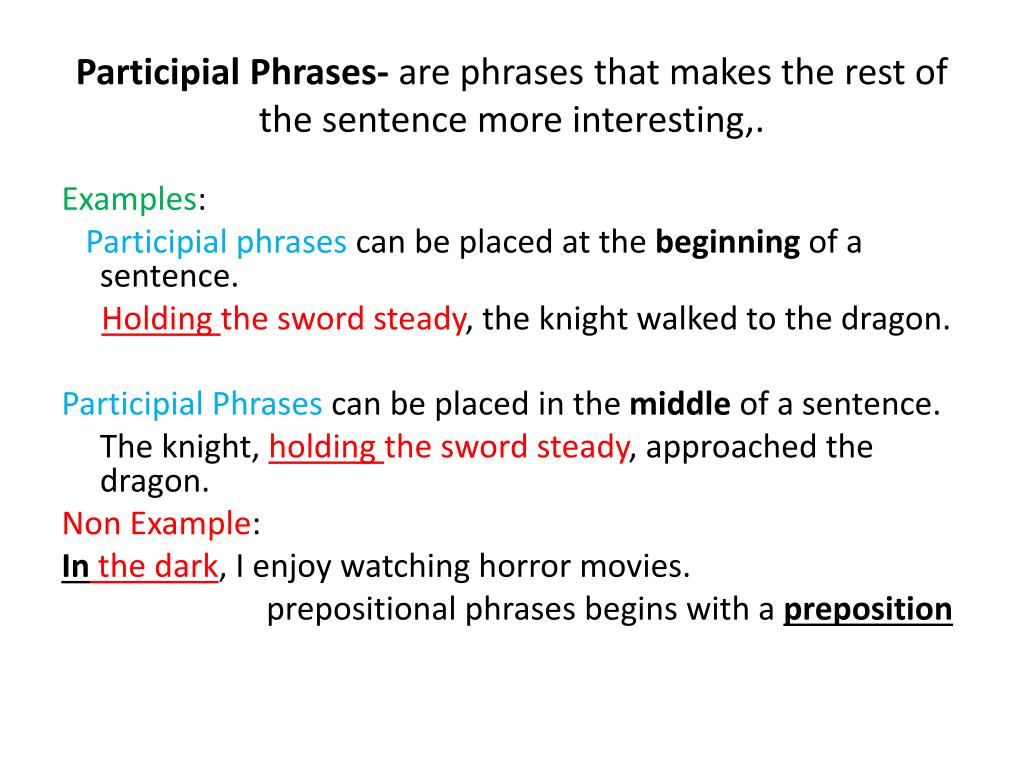 PPT Learning Objective combine short sentences with participial