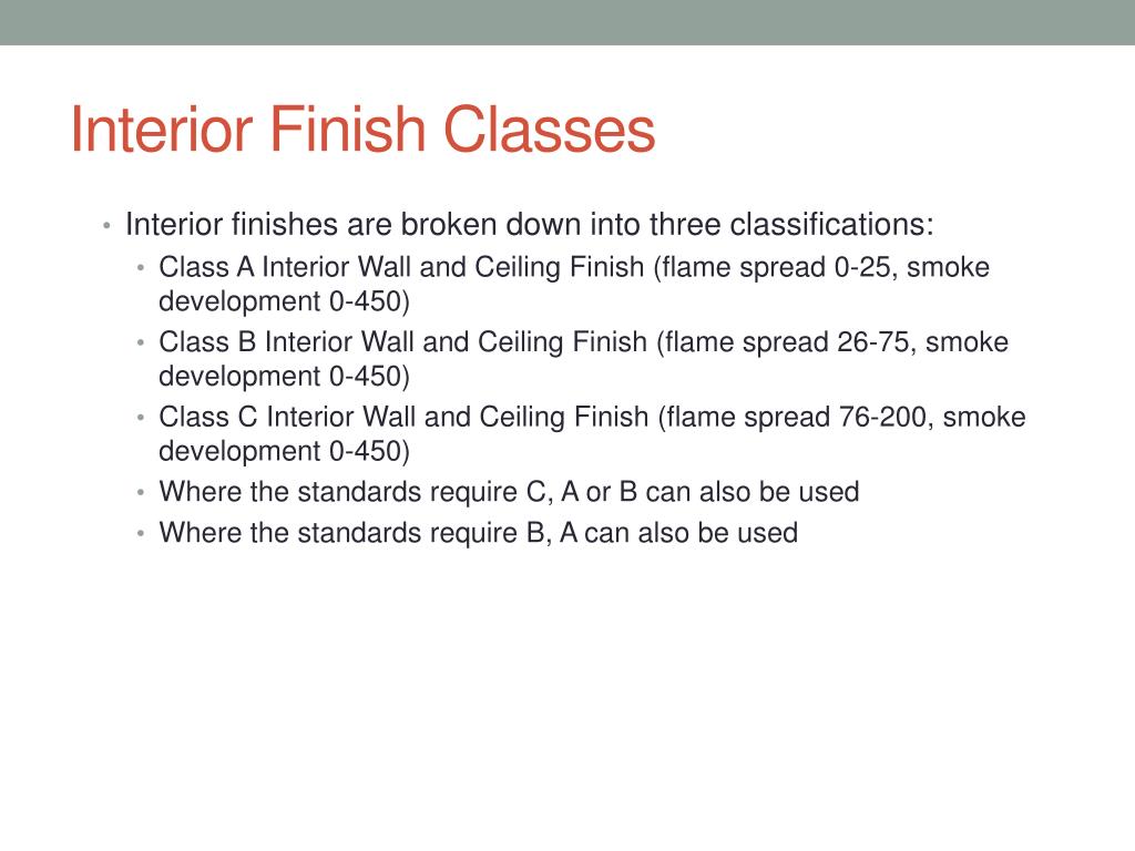 PPT Summary of NFPA 101 Interior Finish Requirements PowerPoint