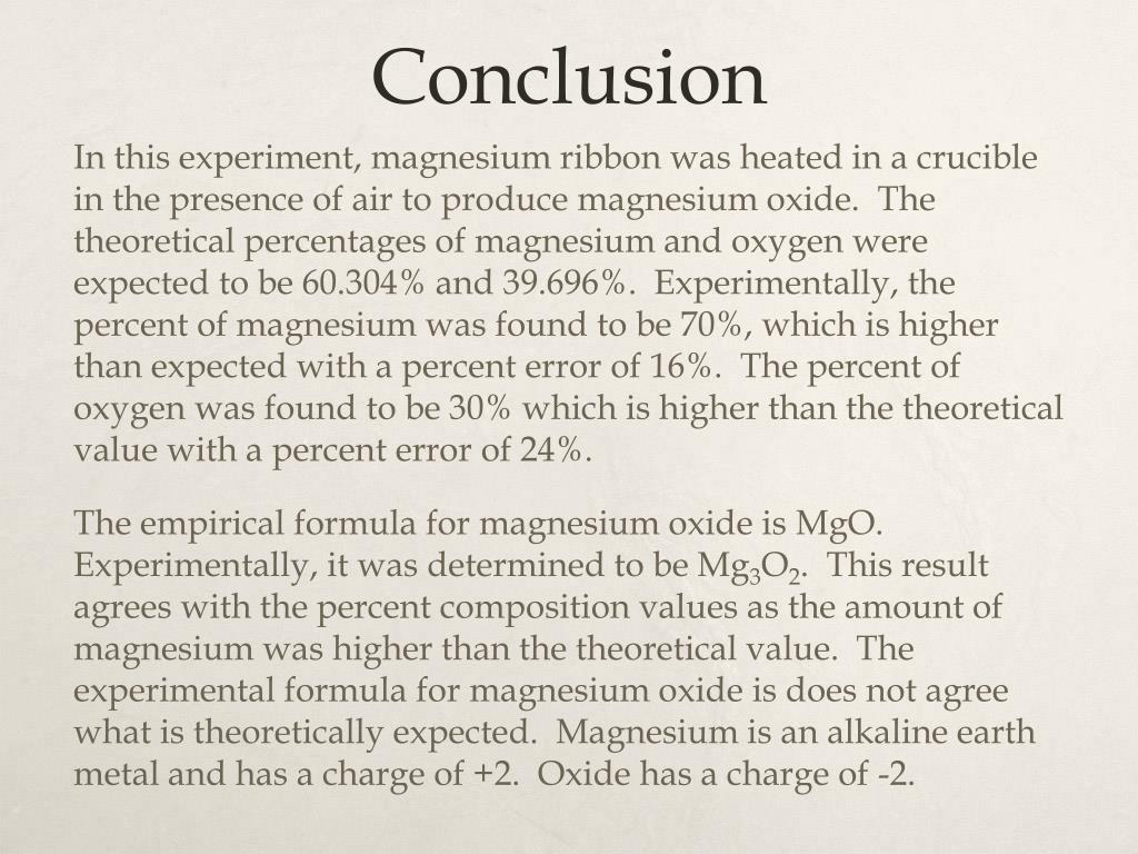 PPT - Determination of the empirical formula of magnesium oxide