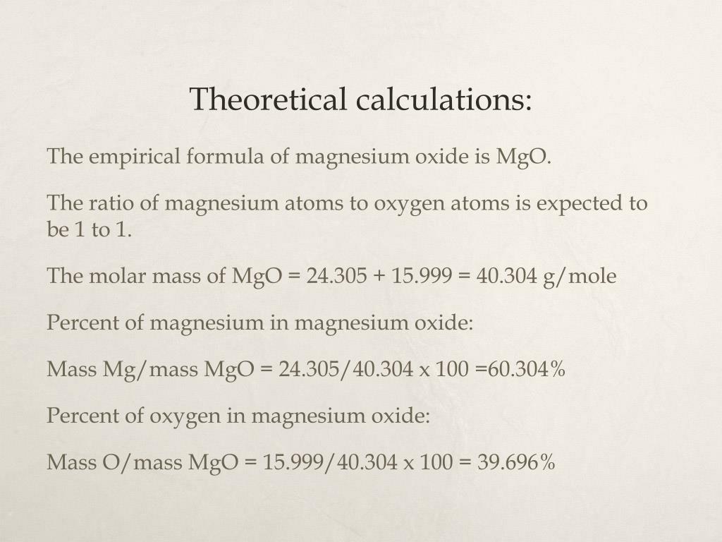 PPT Determination of the empirical formula of magnesium oxide