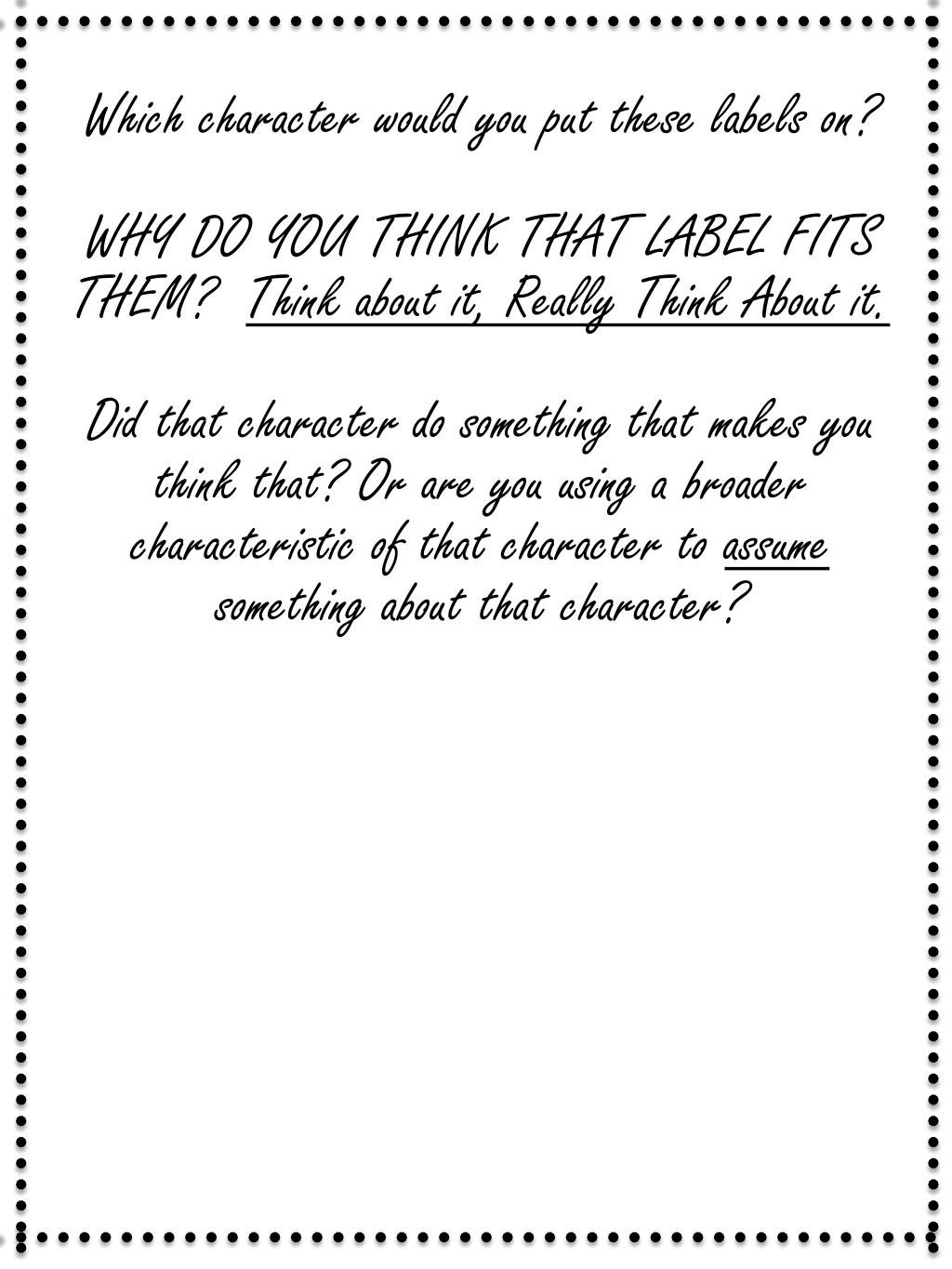 PPT Which character would you put these labels on? PowerPoint