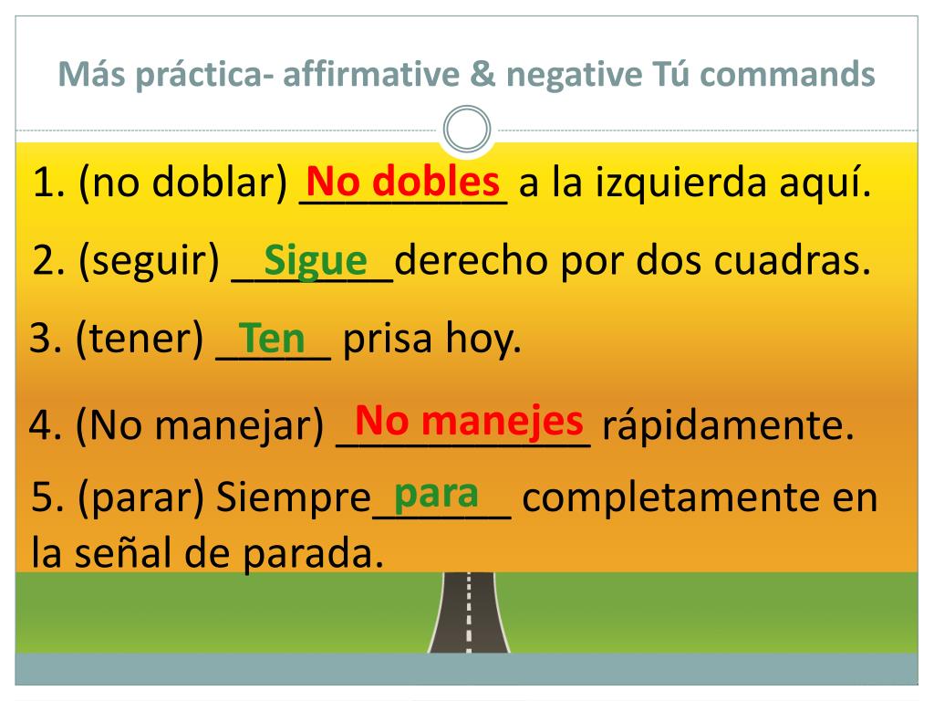 PPT Mandatos informales Informal ( Tú ) Commands PowerPoint Presentation ID1925403